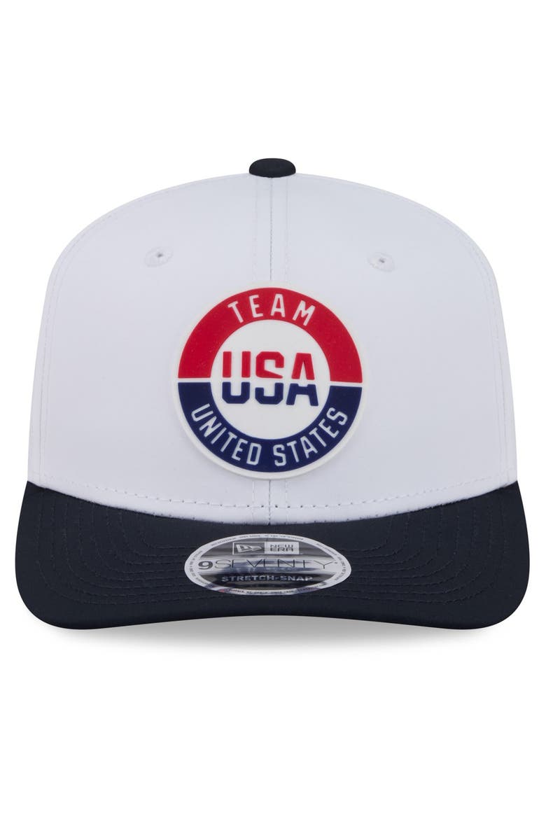 Men's New Era  White/Black Team USA Perforated Stars 9SEVENTY Adjustable Hat, Alternate, color, White