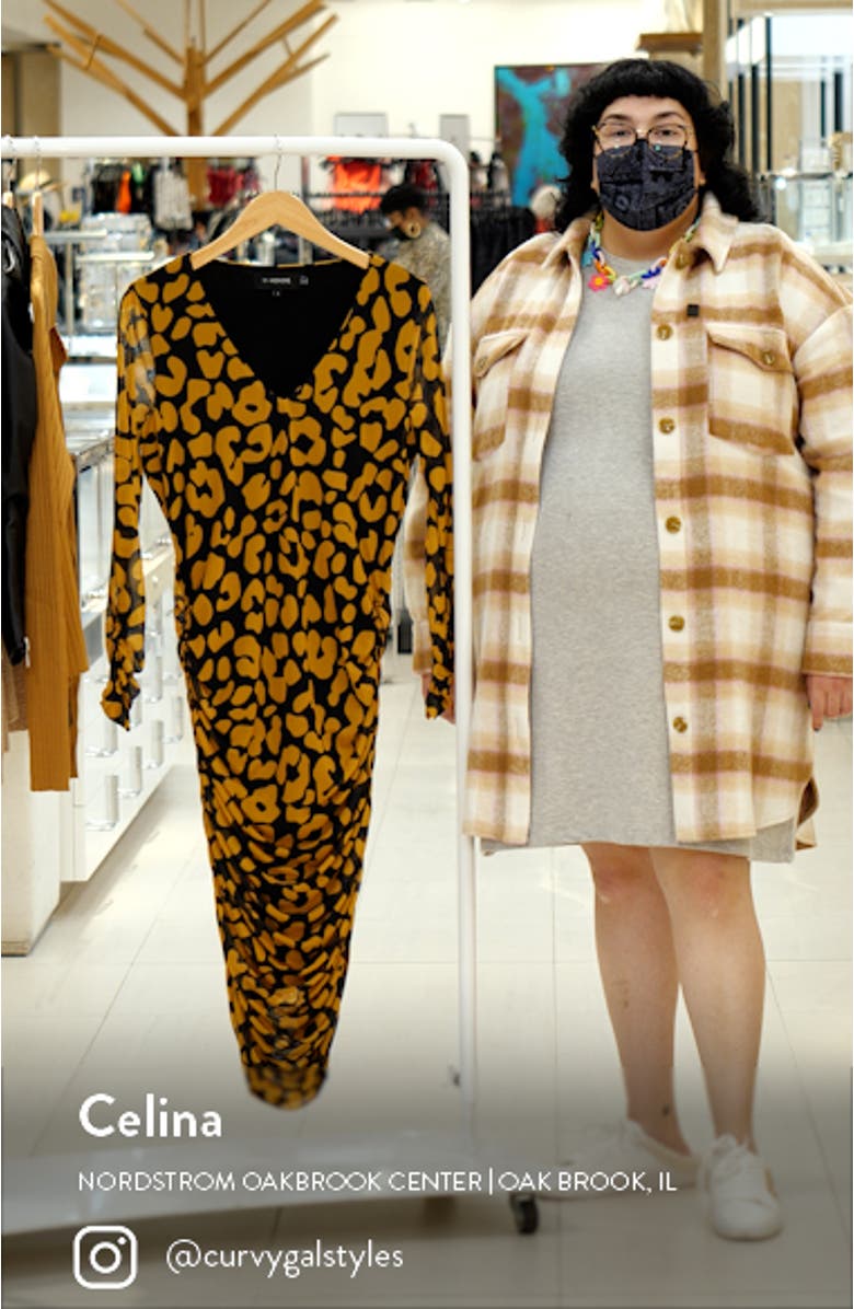 Iris Ruched Mesh Long Sleeve Body-Con Dress, sales video thumbnail