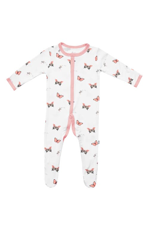 Kyte BABY Snap Footie in White/Butterfly 