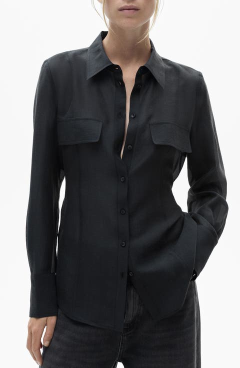 Cinch Back Button-Up Shirt