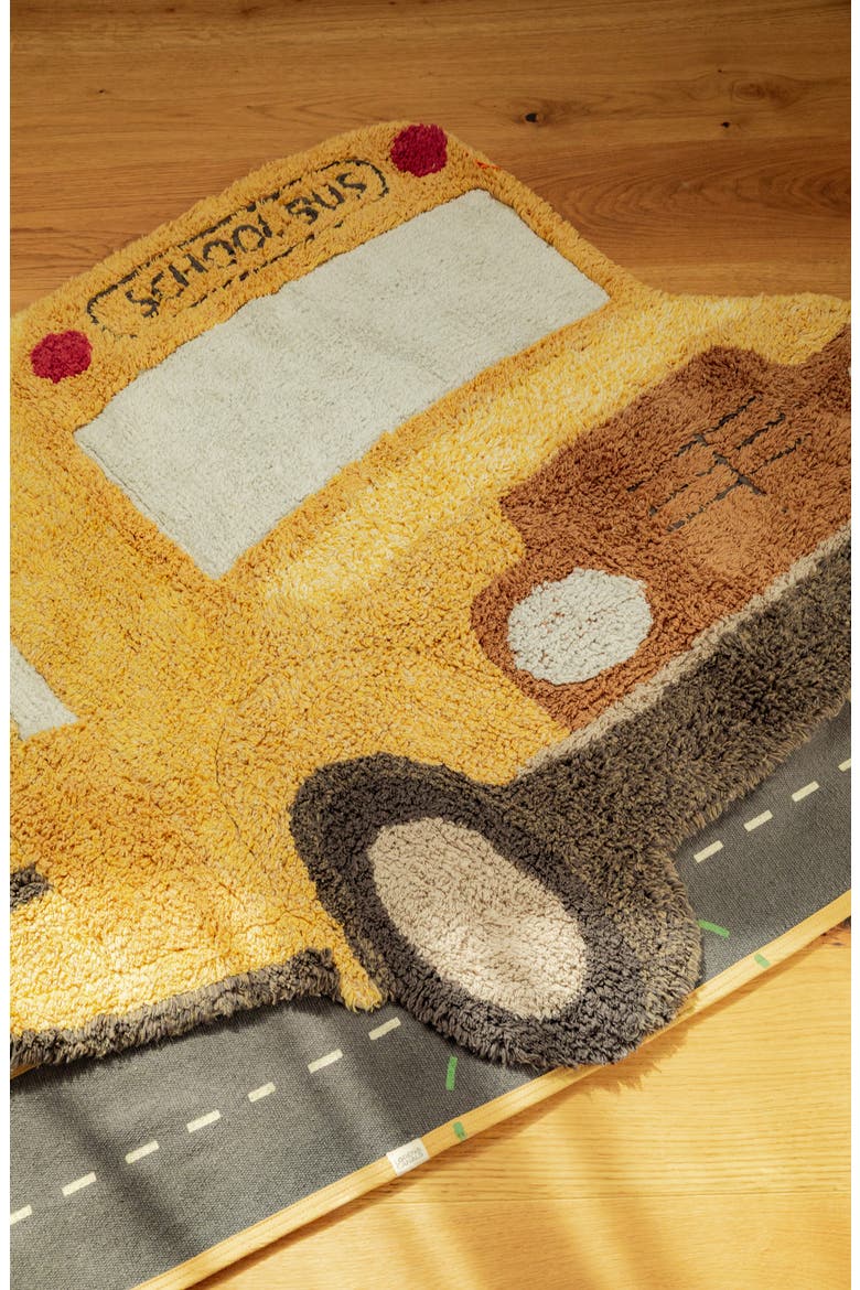 Kids' School Bus Rug, Alternate, color, YELLOW