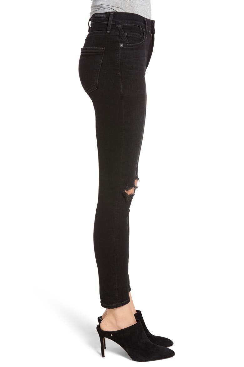 Rocket High Waist Ripped Ankle Skinny Jeans, Alternate, color, SIREN
