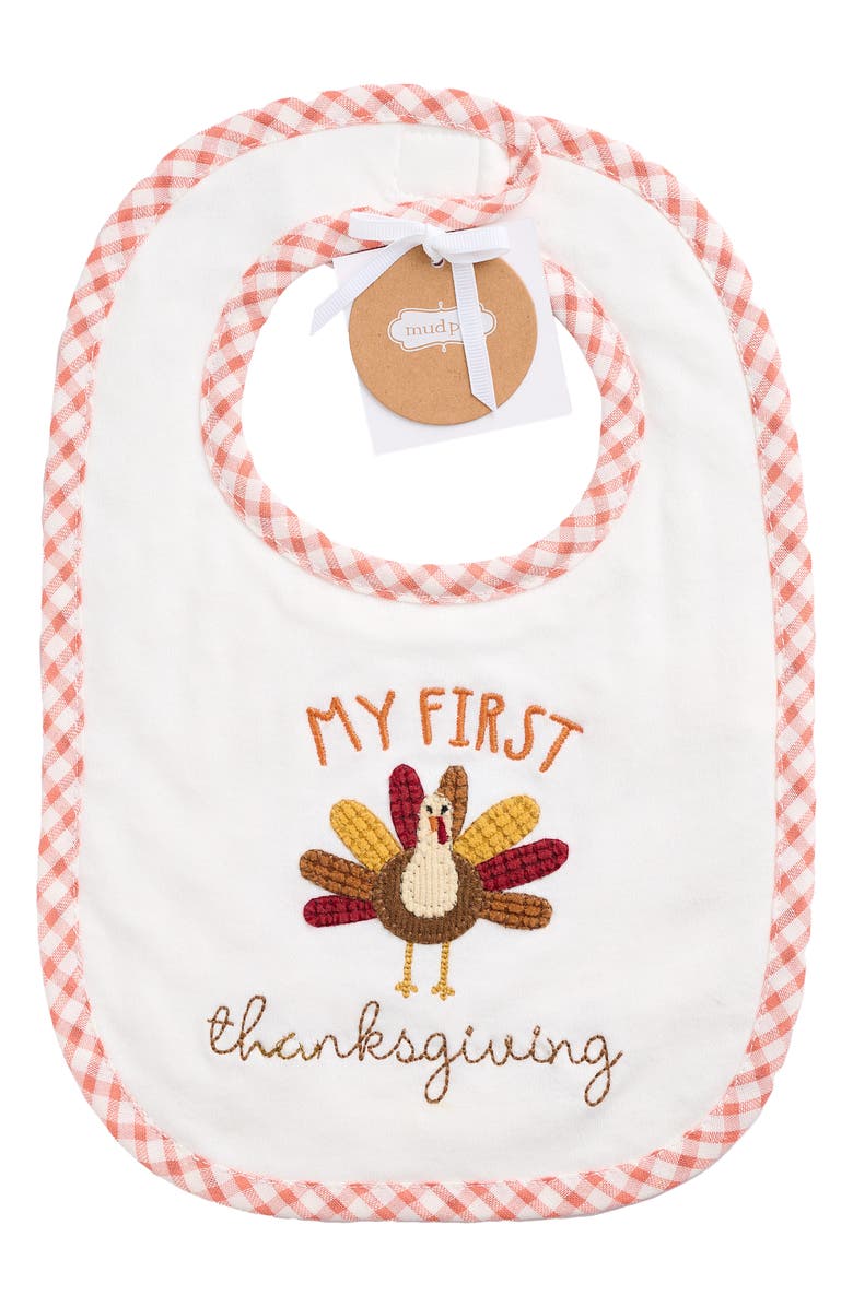 Mud Pie My First Thanksgiving Bib, Alternate, color, Orange