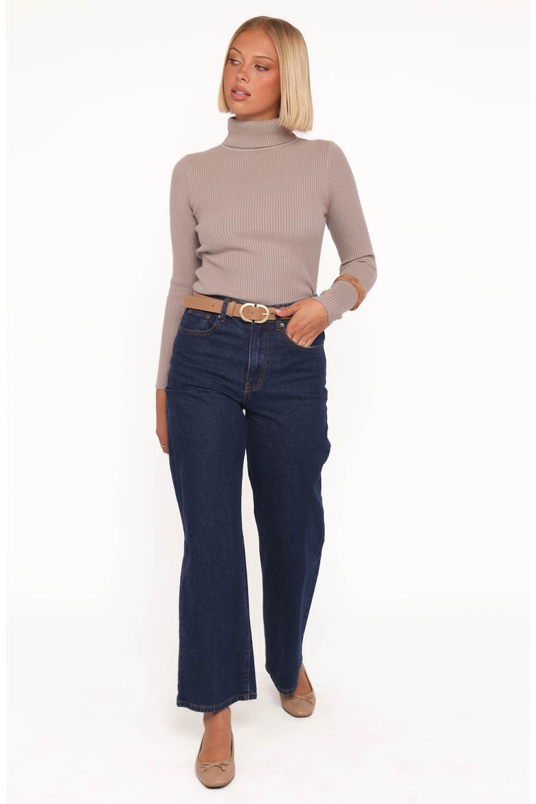 Cecil Turtleneck Rib Sweater, Alternate, color, MUSHROOM