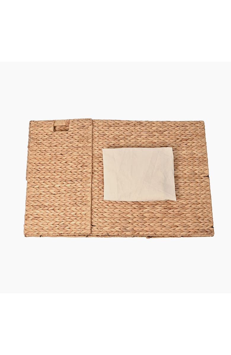 HAPPIMESS Sawyer Classic Farmhouse Hand-Woven Hyacinth 2-Section Collapsible Laundry Hamper with Washable Liner, Handles, and Lid, Alternate, color,
