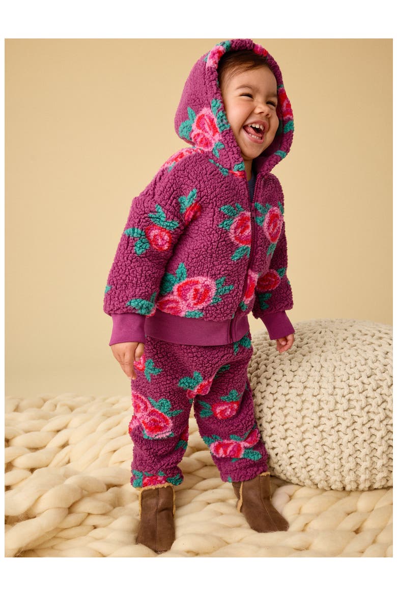 Teddy Fleece Baby Pants, Alternate, color, Painted Rose