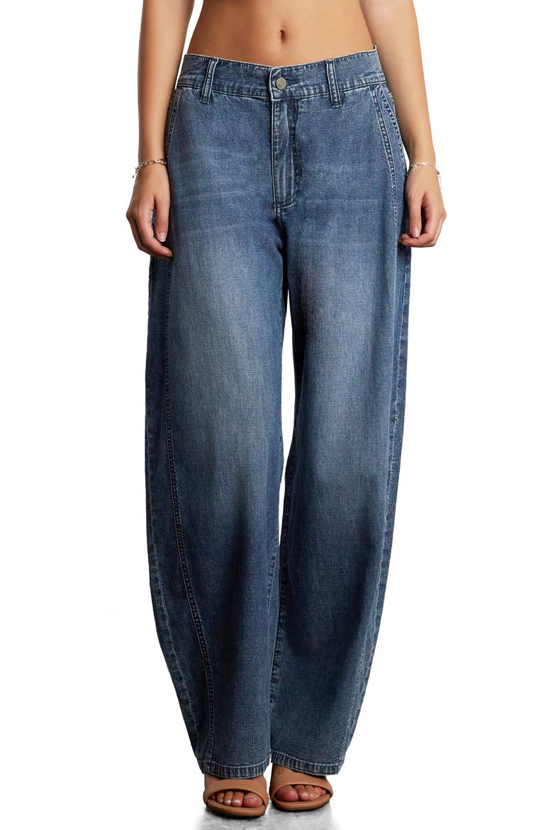 Sweetheart Barrel Leg Jeans, Main, color, SHINE BLUE