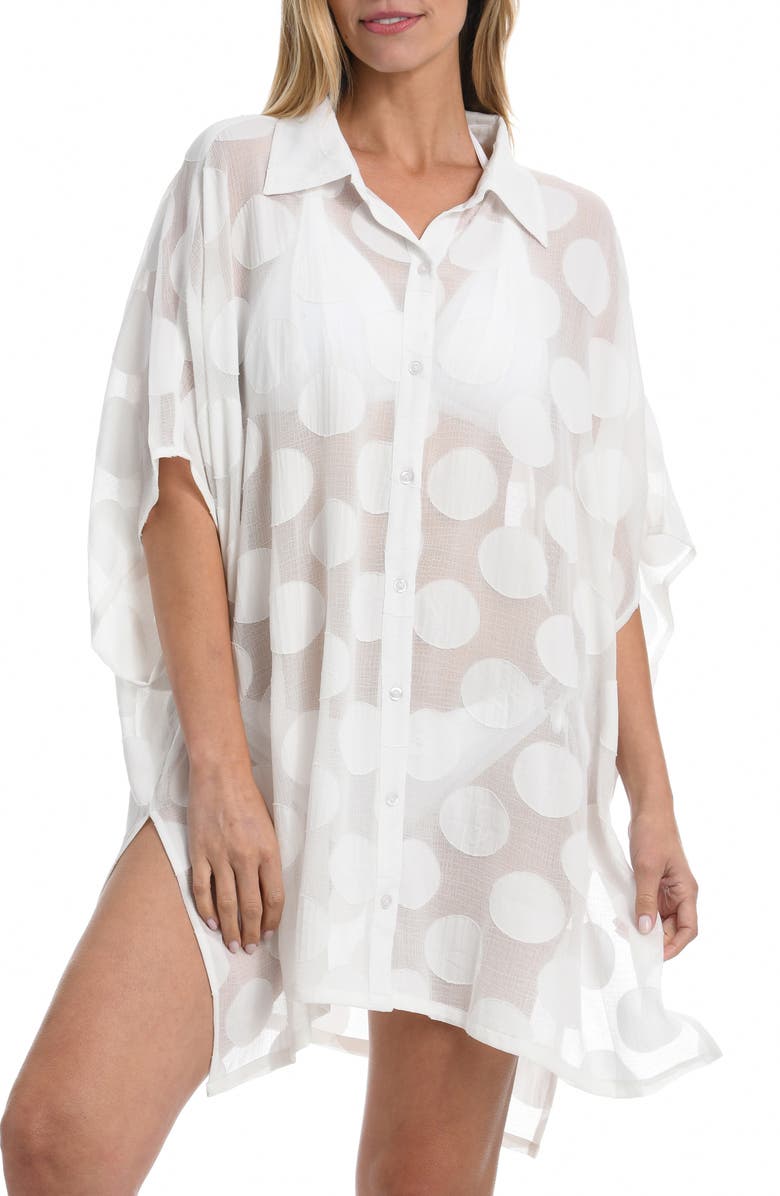 La Blanca Mod For Dot Convertible Cover-Up Shirtdress, Main, color, 