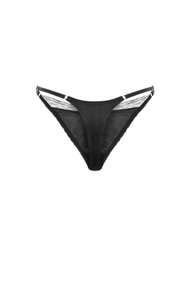 Clara Thong - Silk & Lace G-String, Alternate, color, Black
