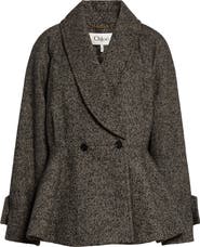 Chloé Wool Blend Herringbone Peplum Jacket