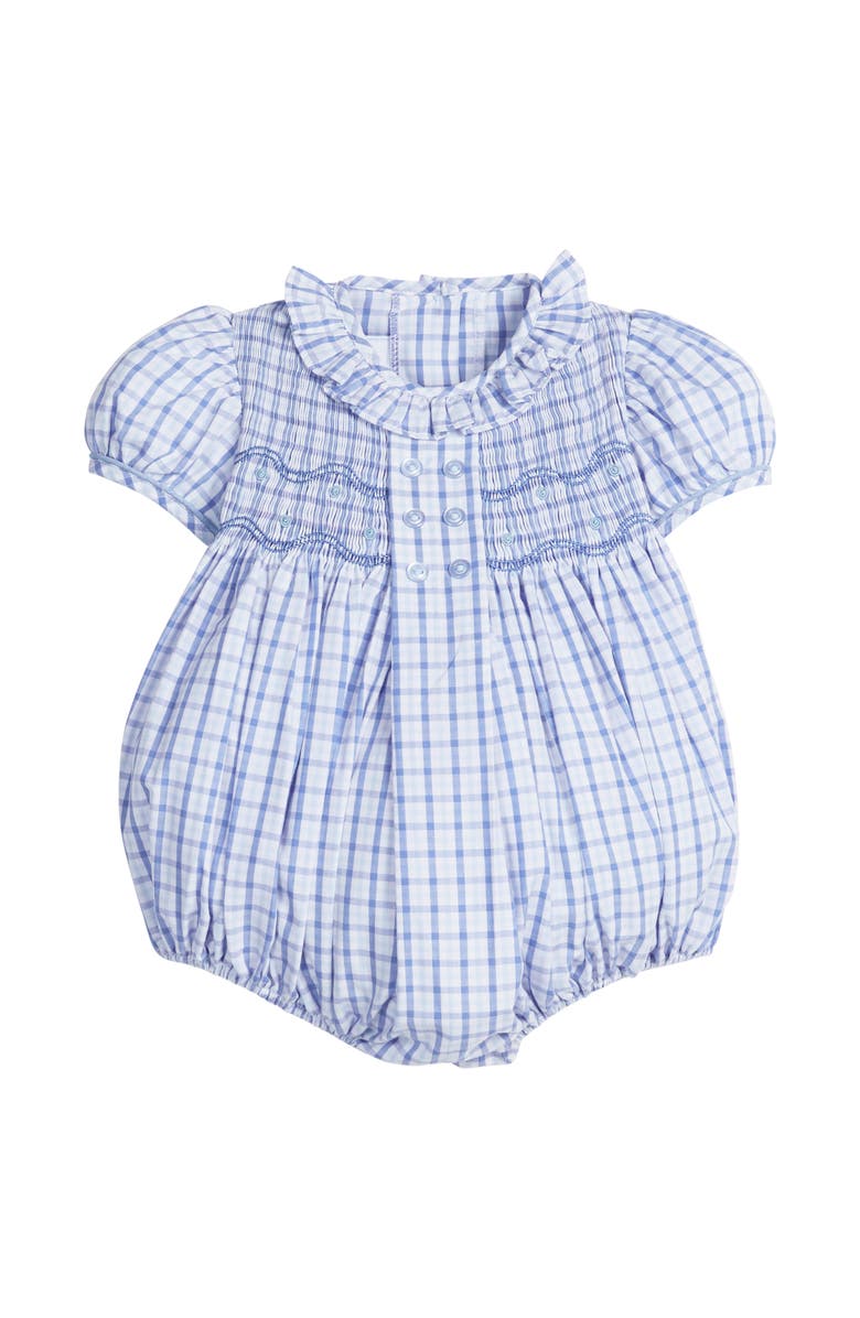 Little English Smocked Bridget Bubble, Main, color, Woodberry Plaid