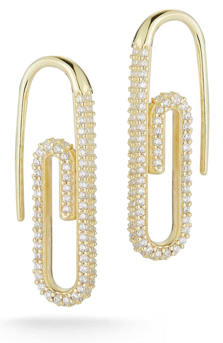 GLAZE JEWELRY CZ Paper Clip Earrings, Main, color,