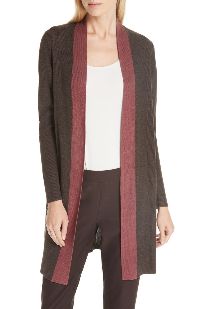 Long Colorblock Cardigan, Main, color, CLOVE