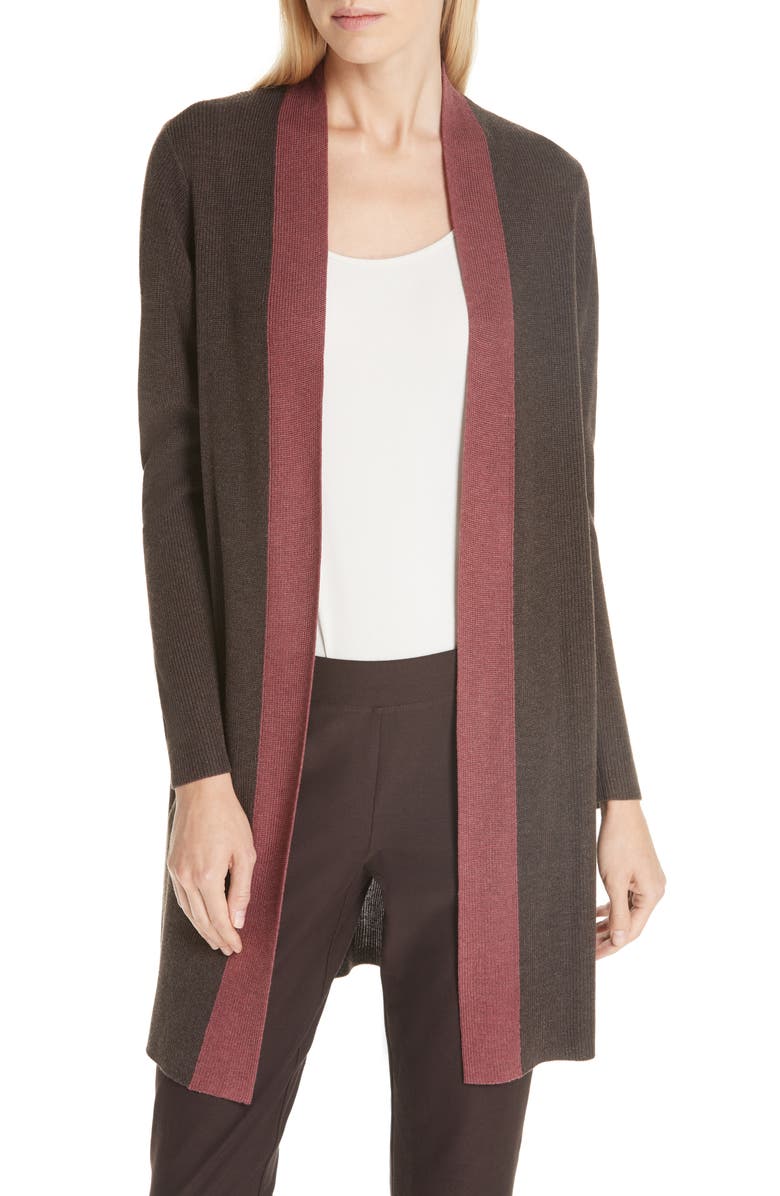 Eileen Fisher Long Colorblock Cardigan, Main, color,