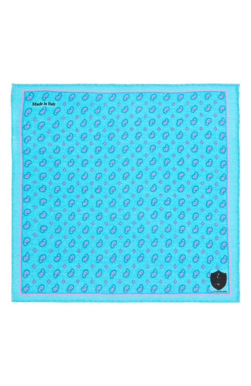 Clifton Wilson Paisley Wool Pocket Square In Teal