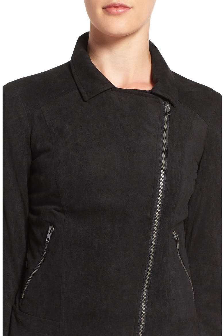 'Venita' Faux Suede Moto Jacket, Alternate, color, BLACK