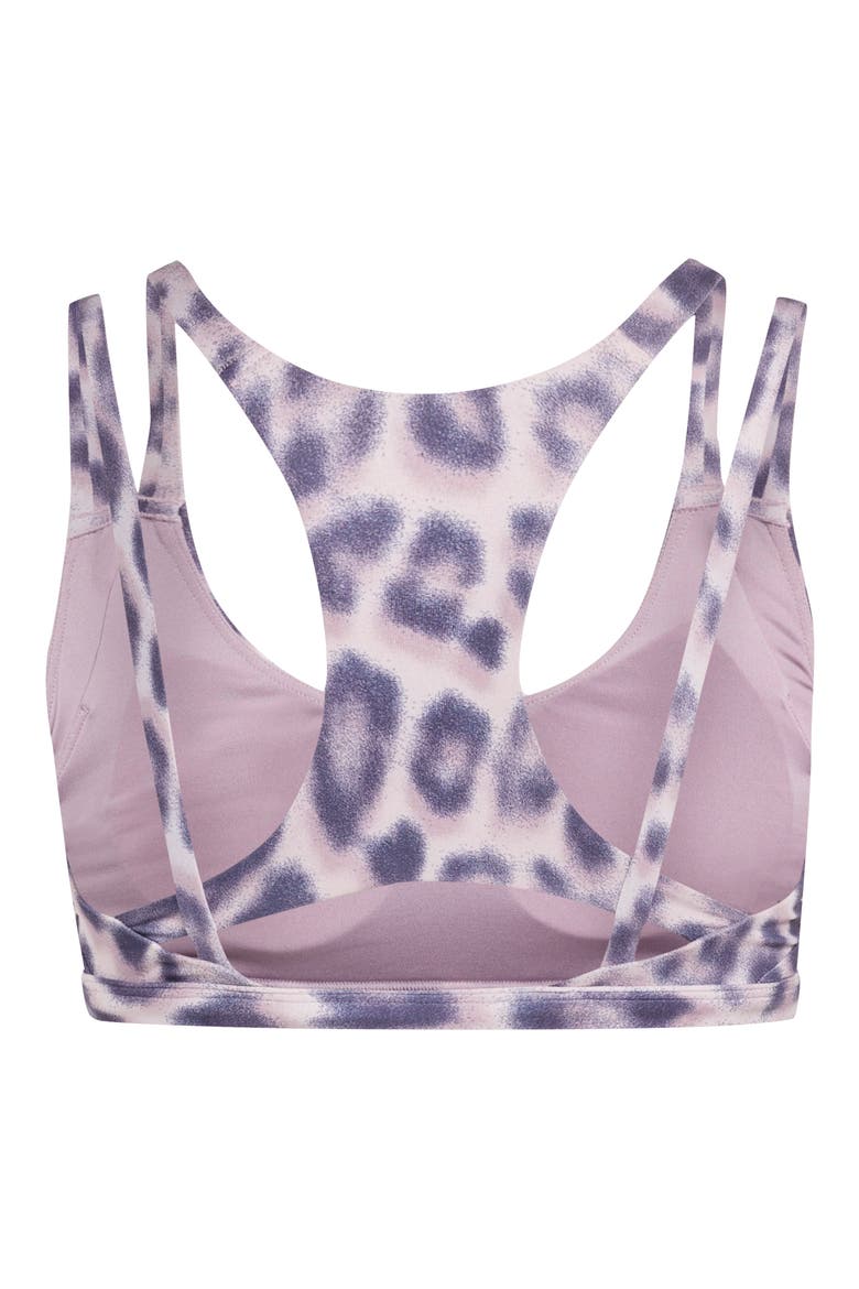 Optime Leopard Strappy Light Support Climacool Sports Bra, Alternate, color, ICE PURPLE/ FIG/ PRINT
