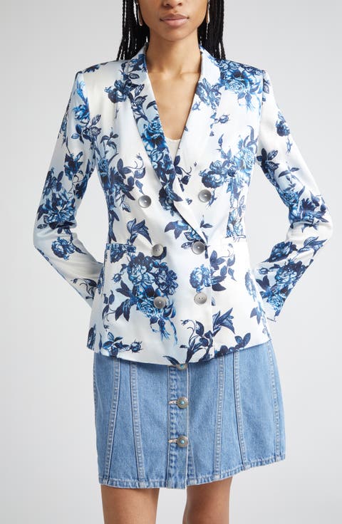 Colin Floral Double Breasted Silk Blazer