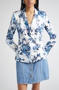 L'AGENCE Colin Floral Double Breasted Silk Blazer