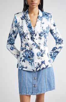 Colin Floral Double Breasted Silk Blazer