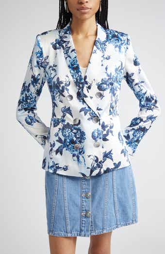 Colin Floral Double Breasted Silk Blazer