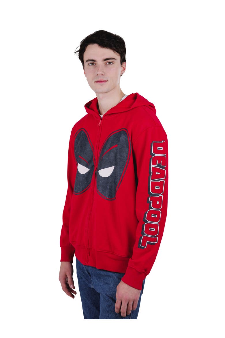 Deadpool and Wolverine Fleece Zip Up Hoodie, Alternate, color, Deadpool Mineral Red