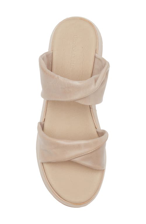 Chocolat Blu Essa Platform Wedge Slide Sandal In White Sand Leather