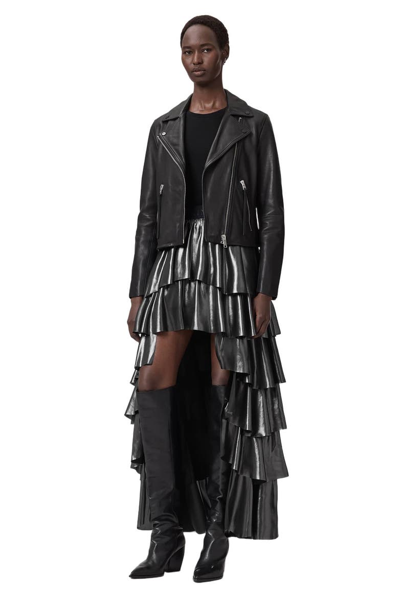 Cavarly Metallic High-Low Maxi Skirt, Alternate, color, METALLIC SILVER