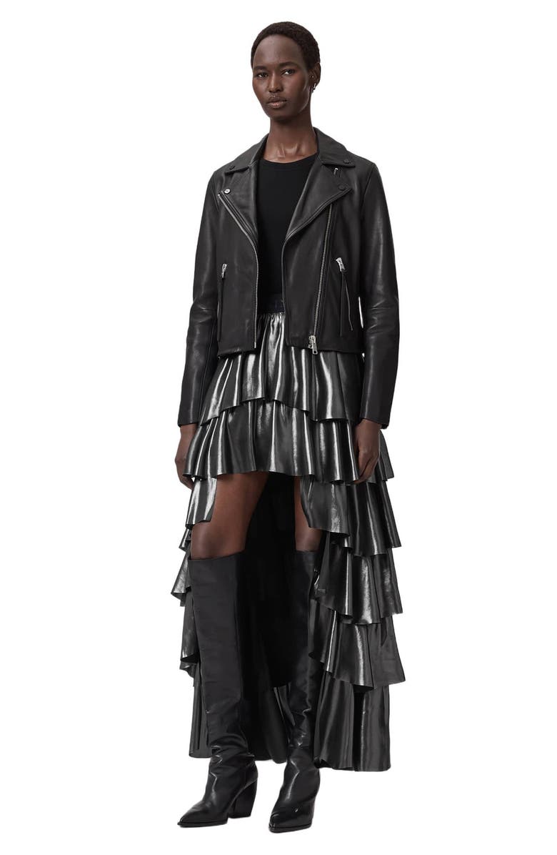 AllSaints Cavarly Metallic High-Low Maxi Skirt, Alternate, color, Metallic Silver