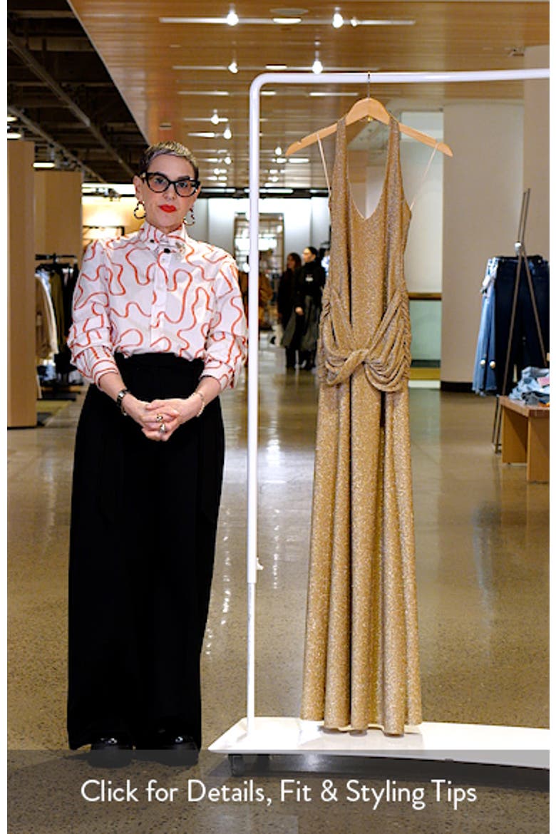 Soraya Metallic Jersey Halter Column Gown video
