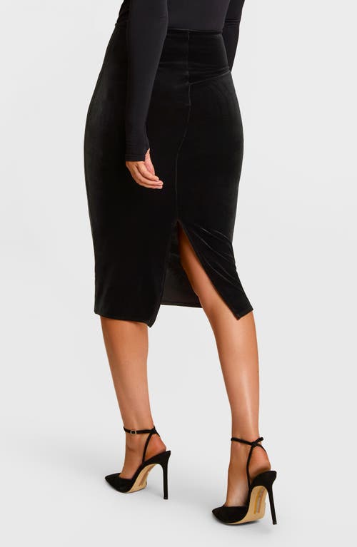 Commando Stretch Velvet Midi Skirt In Black