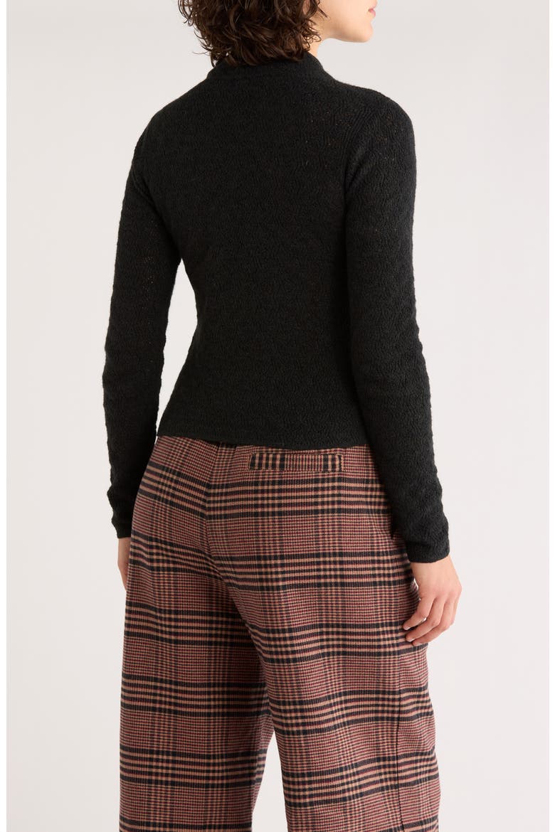 Lucia Pointelle Stitch Mock Neck Sweater, Alternate, color, BLACK
