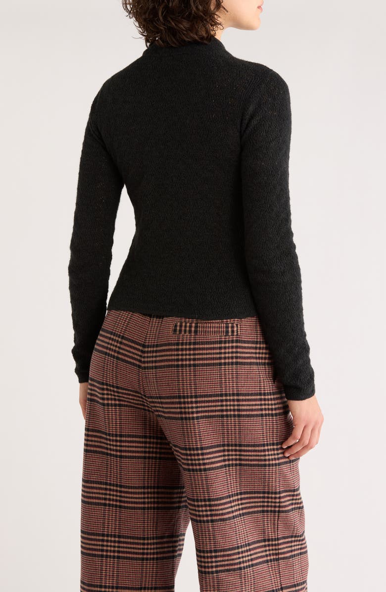 Marine Layer Lucia Pointelle Stitch Mock Neck Sweater, Alternate, color, Black