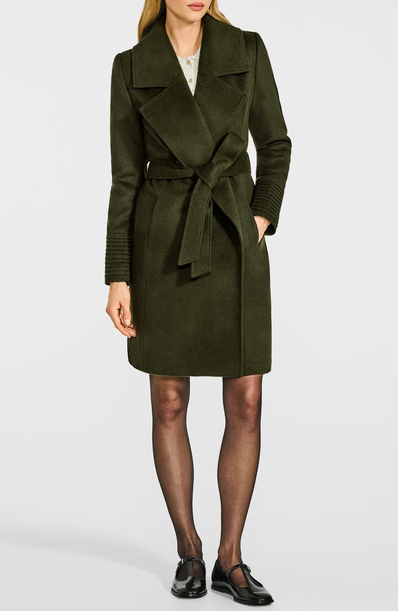 SENTALER Alpaca & Wool Notch Lapel Wrap Coat, Main, color, Olive