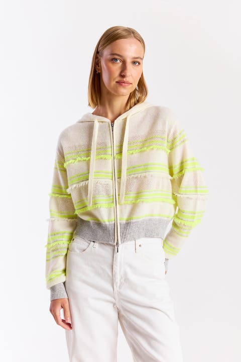 Handbag Stripe 100% Cashmere Hoodie