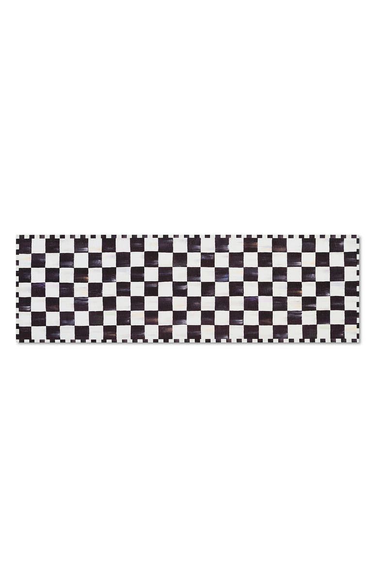 MACKENZIE CHILDS Courtly Checkered Machine Washable Runner Rug, Main, color, Black