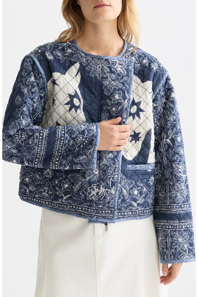 Reversible Quilted Jacket, Main, color, HORSE BANDANA DRESS BLUES