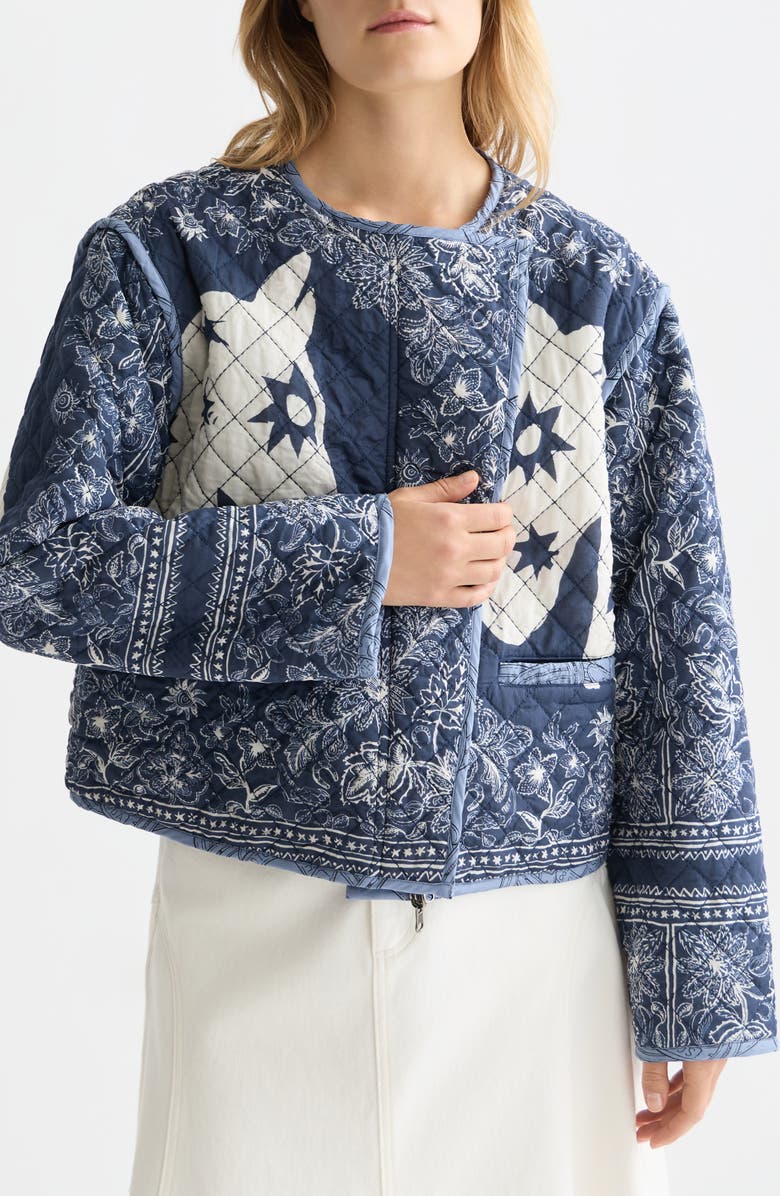 Scotch & Soda Reversible Quilted Jacket, Main, color, Horse Bandana Dress Blues