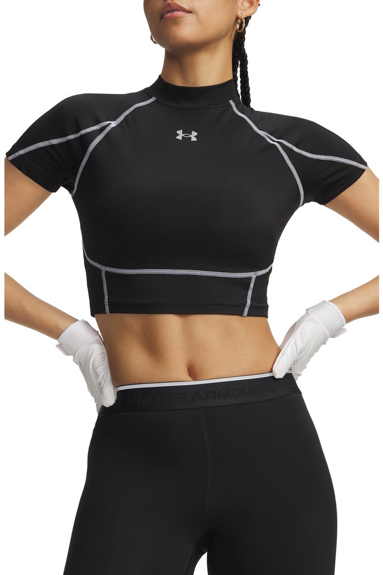 HeatGear® Elite Mock Neck Performance Crop Top, Main, color, 008 ULTIMATE BLACK