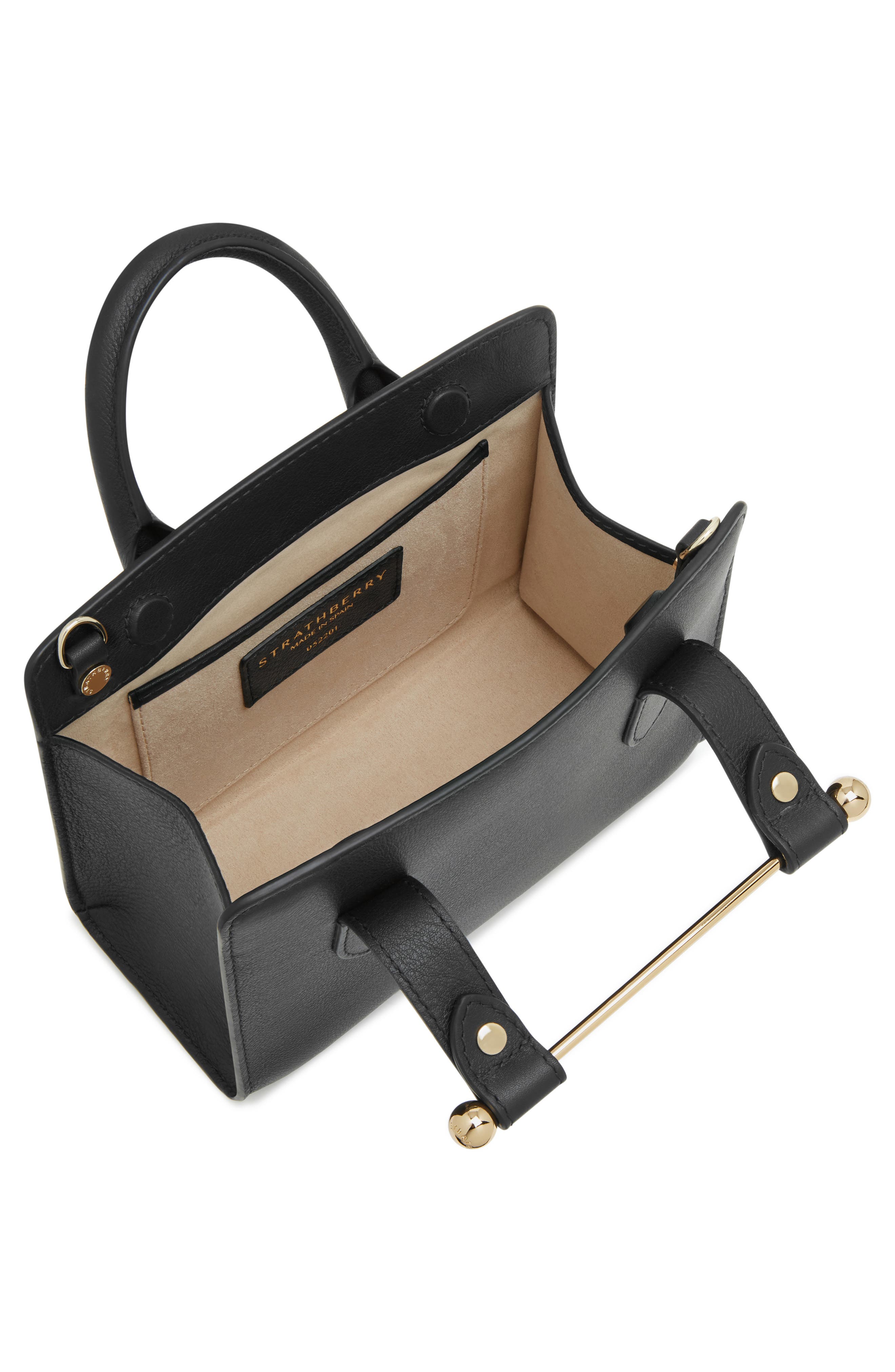 Strathberry Nano Leather Tote, Alternate, color, Black