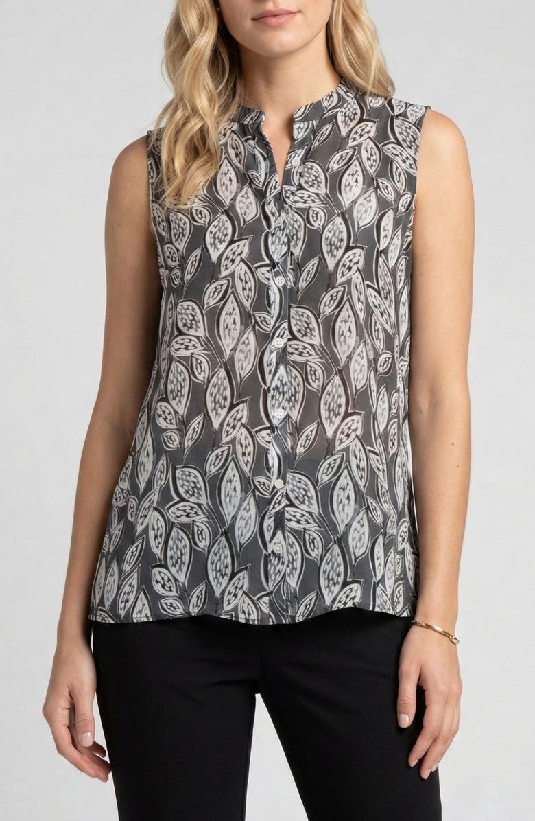 APNY Sleeveless Button-Up Shirt, Main, color, Grey Multi