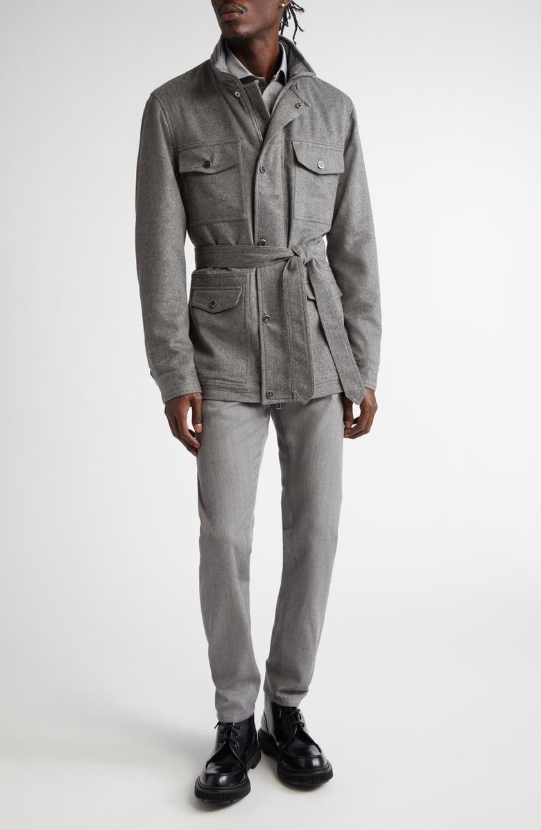 ISAIA Cotton & Cashmere Button-Up Shirt, Alternate, color, Light Grey