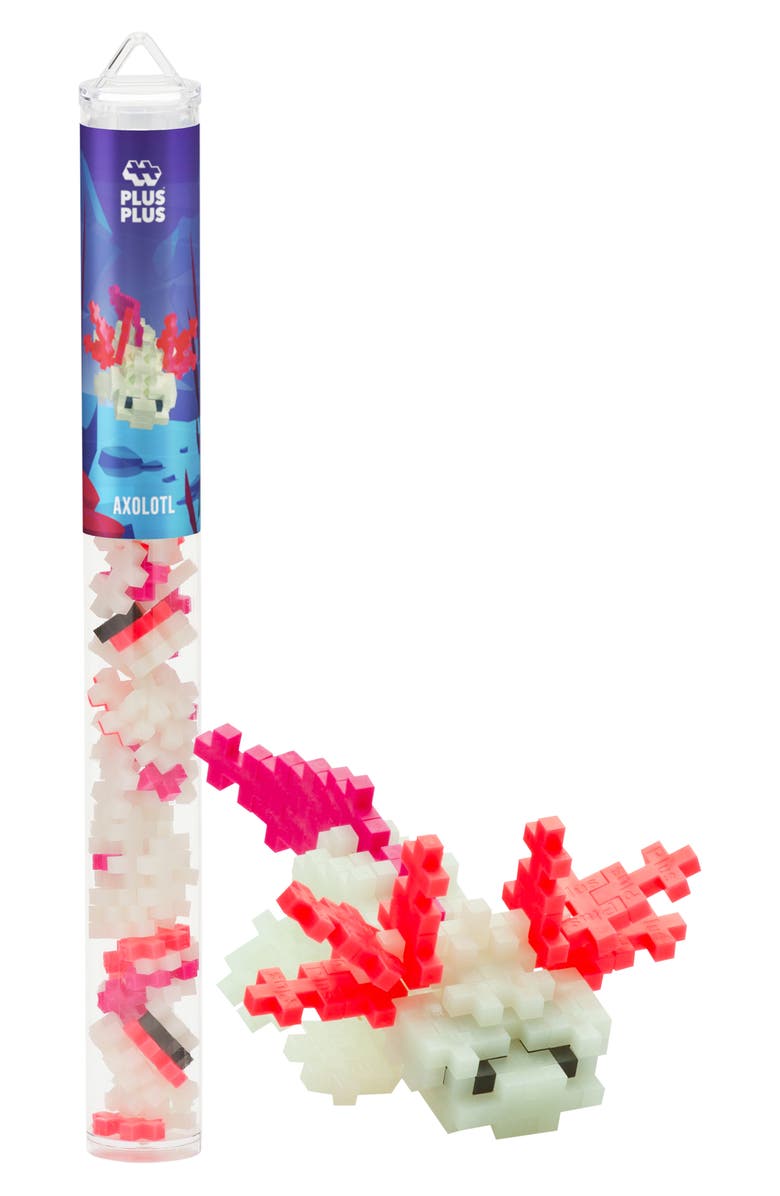 Plus-Plus USA Glow in the Dark Axilotl 70-Piece Tube Building Set, Alternate, color, Multi