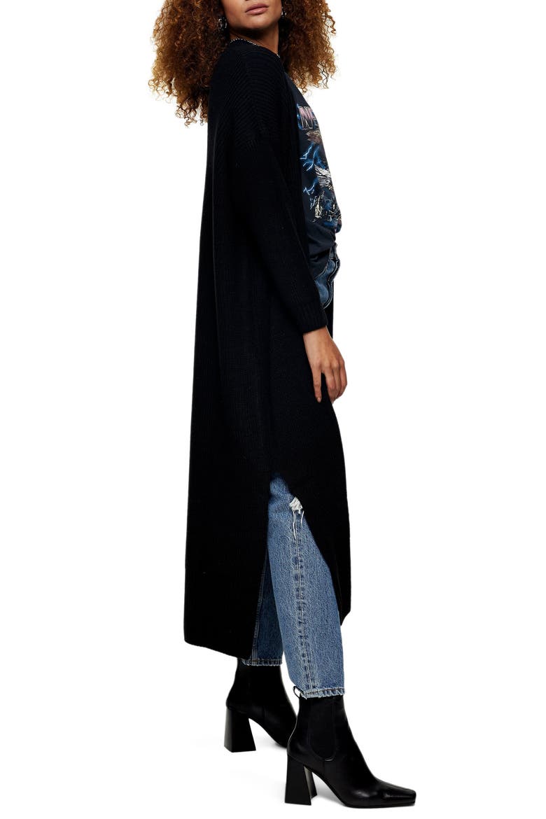 Open Front Maxi Cardigan, Alternate, color, BLACK