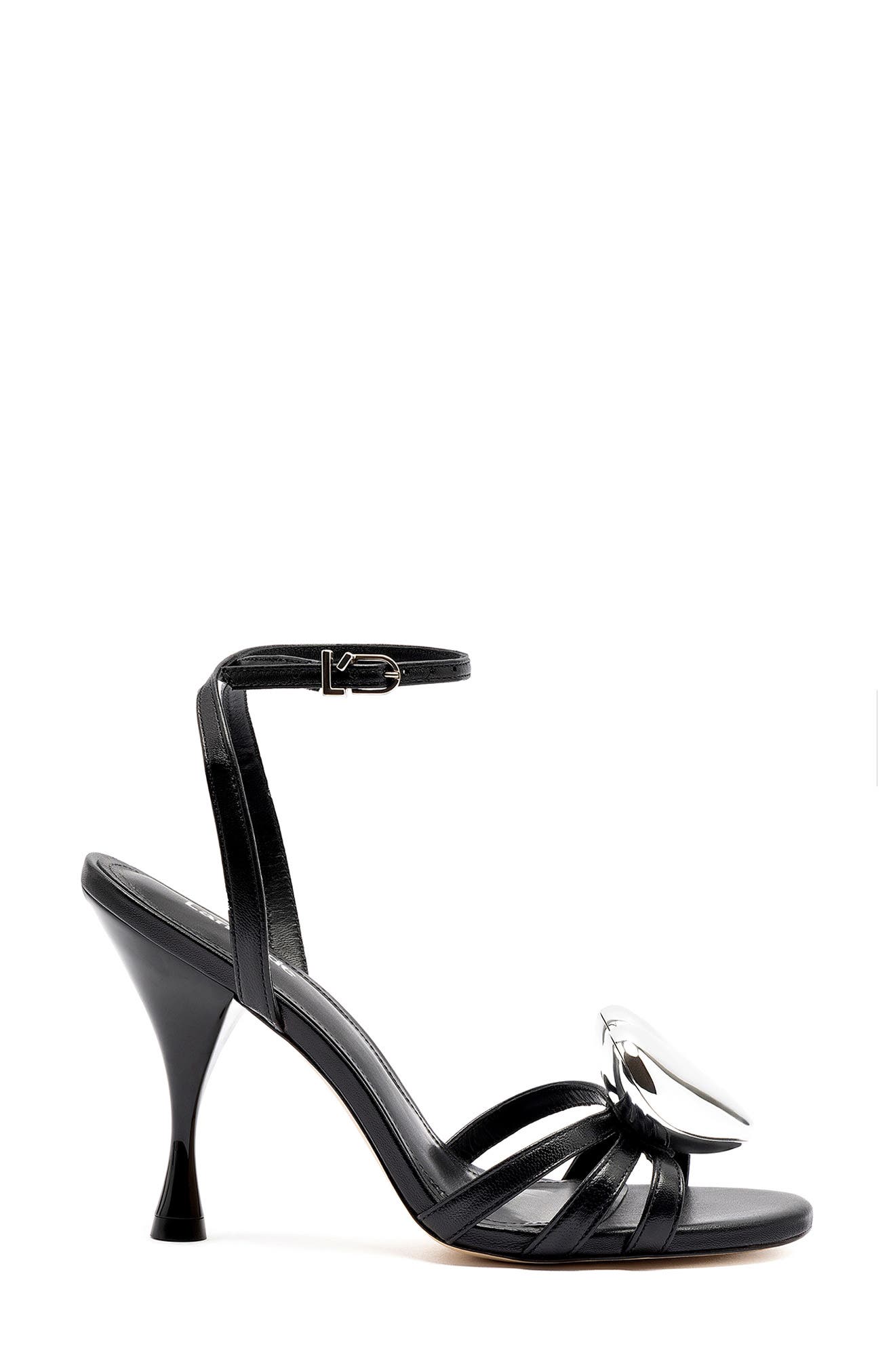 Larroudé Amore Ankle Strap Sandal, Alternate, color, Black Leather