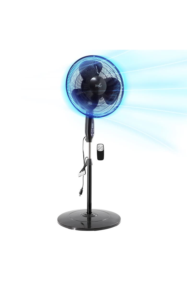 Vie Air 16 Inch 3 Speed Oscillating Stand Fan with Remote Control, Alternate, color, Black