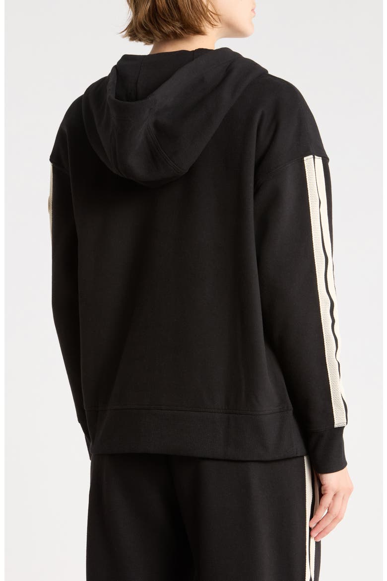 Textured Tape Drawcord Zip Hoodie, Alternate, color, BLACK