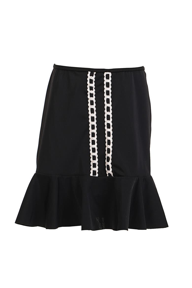 Ruffled Hem Decorative Embroidery Cover-Up Skirt, Main, color, Black