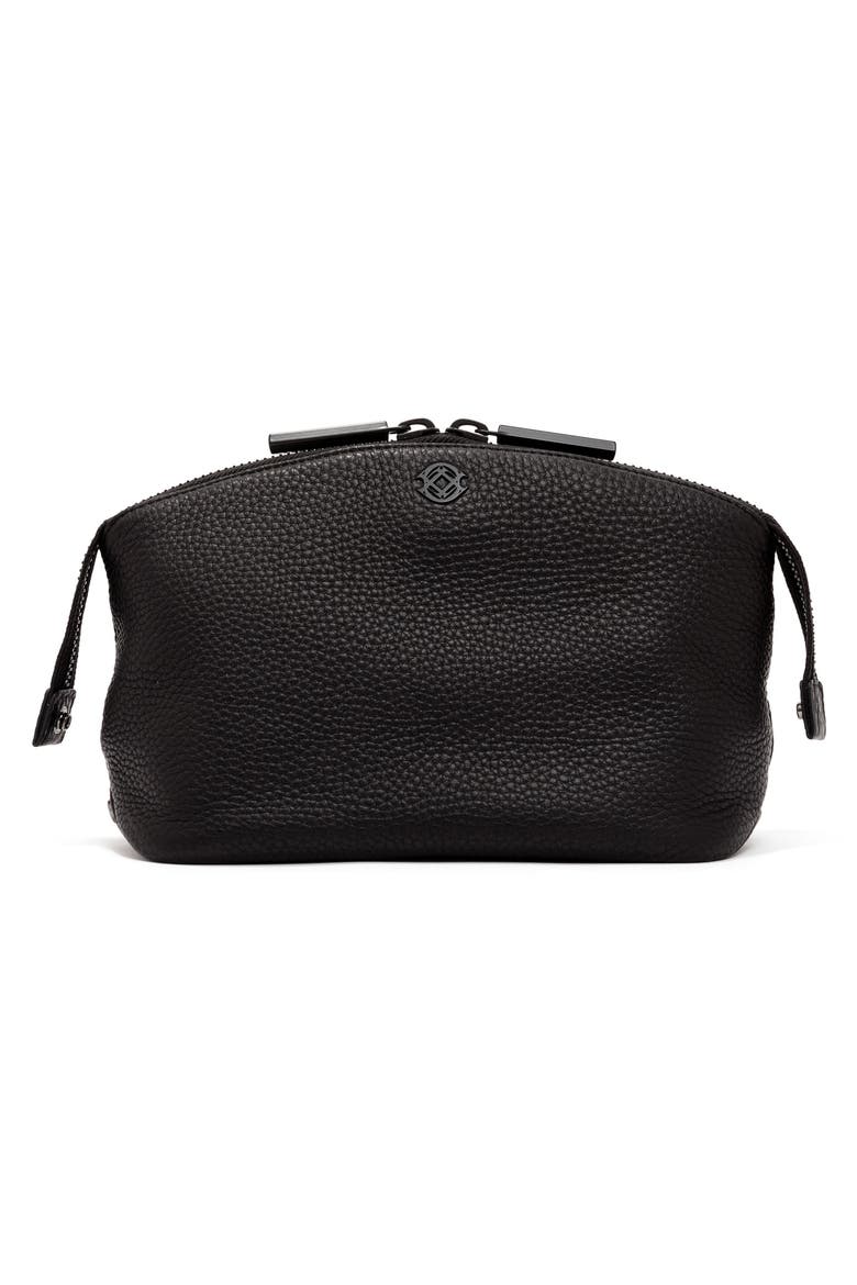 Large Lola Leather Cosmetics Pouch, Alternate, color, ONYX