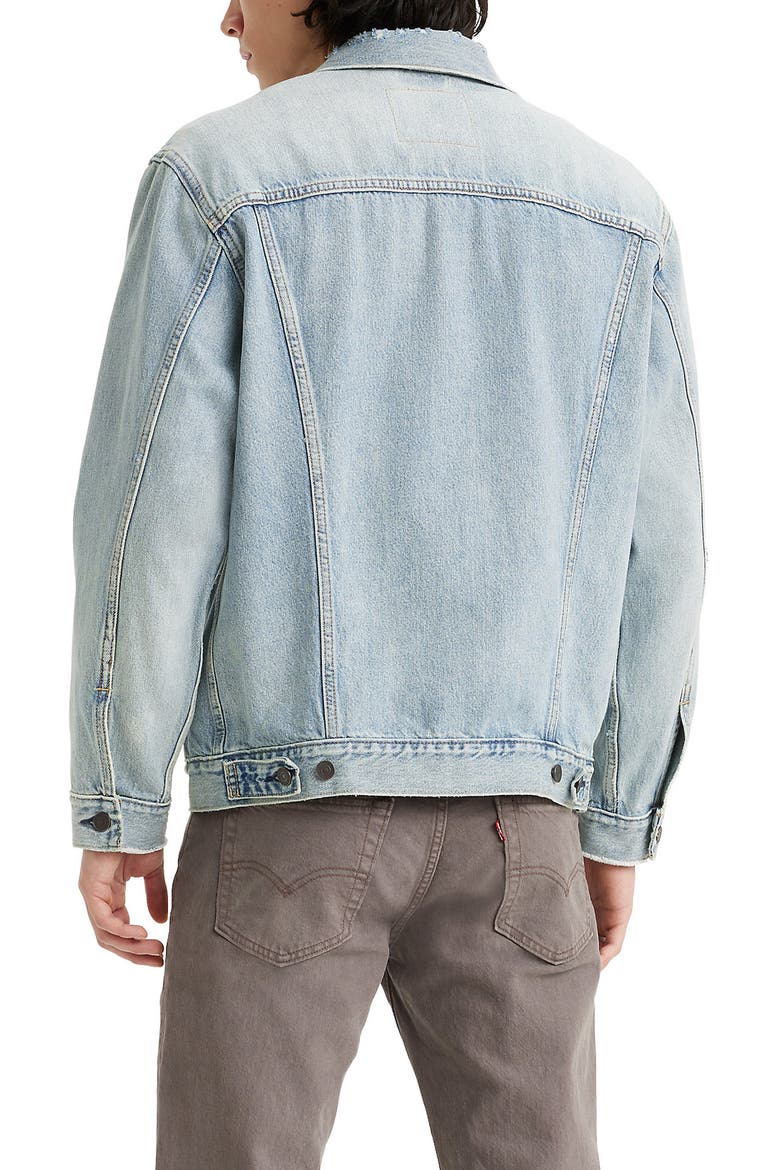 Relaxed Fit Denim Trucker Jacket, Alternate, color, HURON WAVES